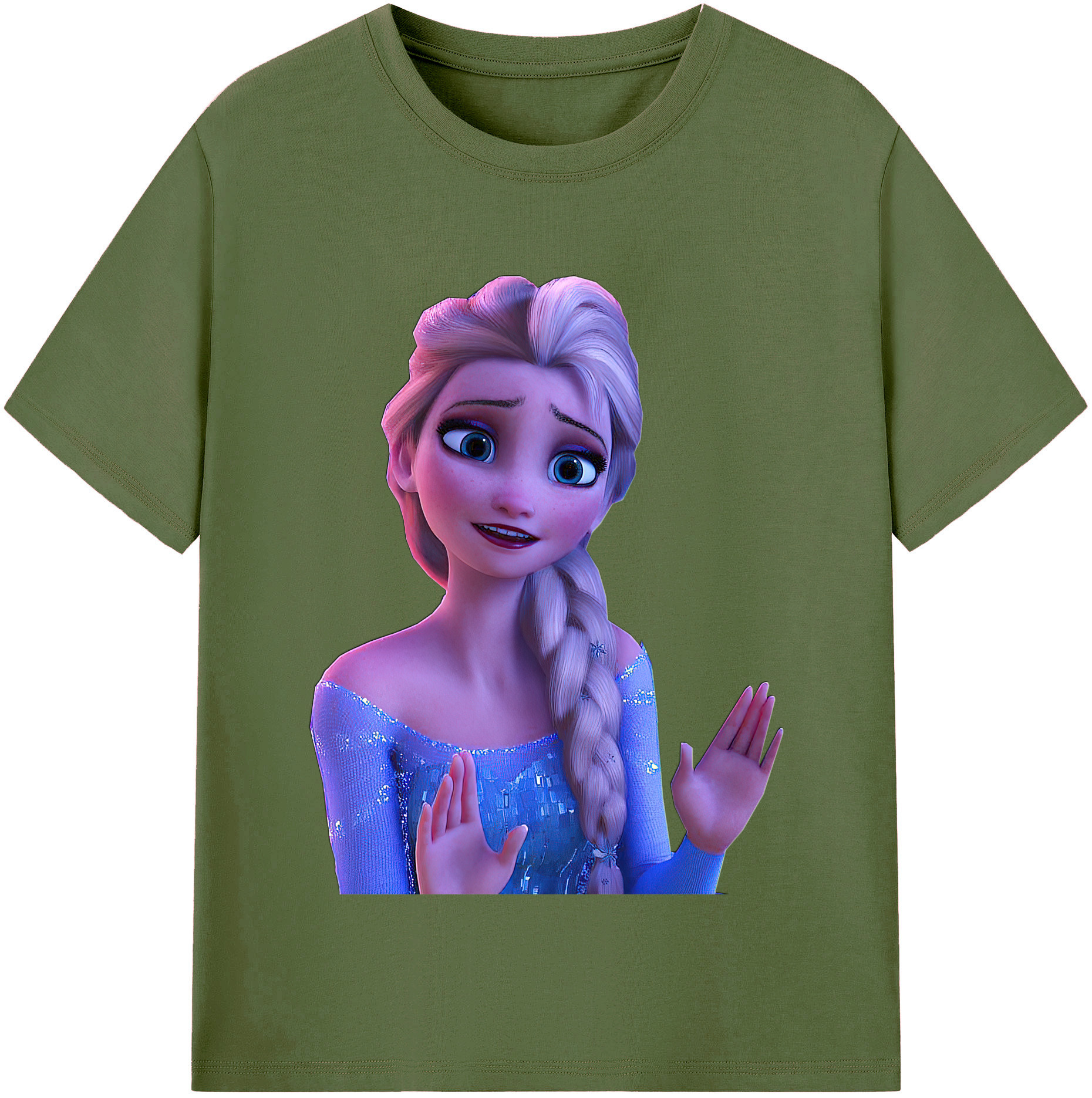 （画像用） アナと雪の女王 アンナ エルサ Frozen Anna Elsa 綿100％半袖Tシャツ（フロントプリント）